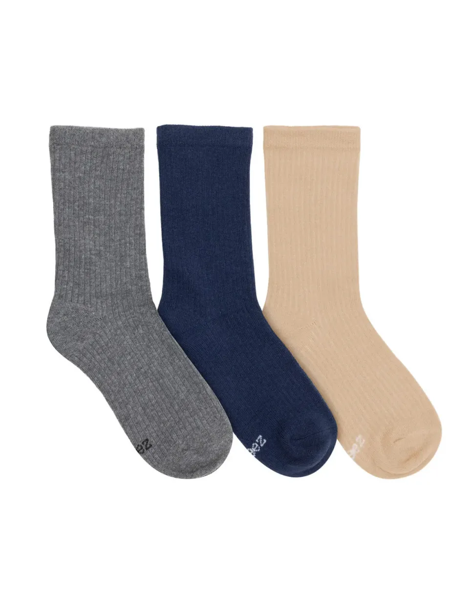 Robeez Ribbed Crew chaussettes enfant lot de 3 gris garçon