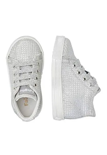 Falcotto Magic-Sneaker baskets en cuir lamé argent 23