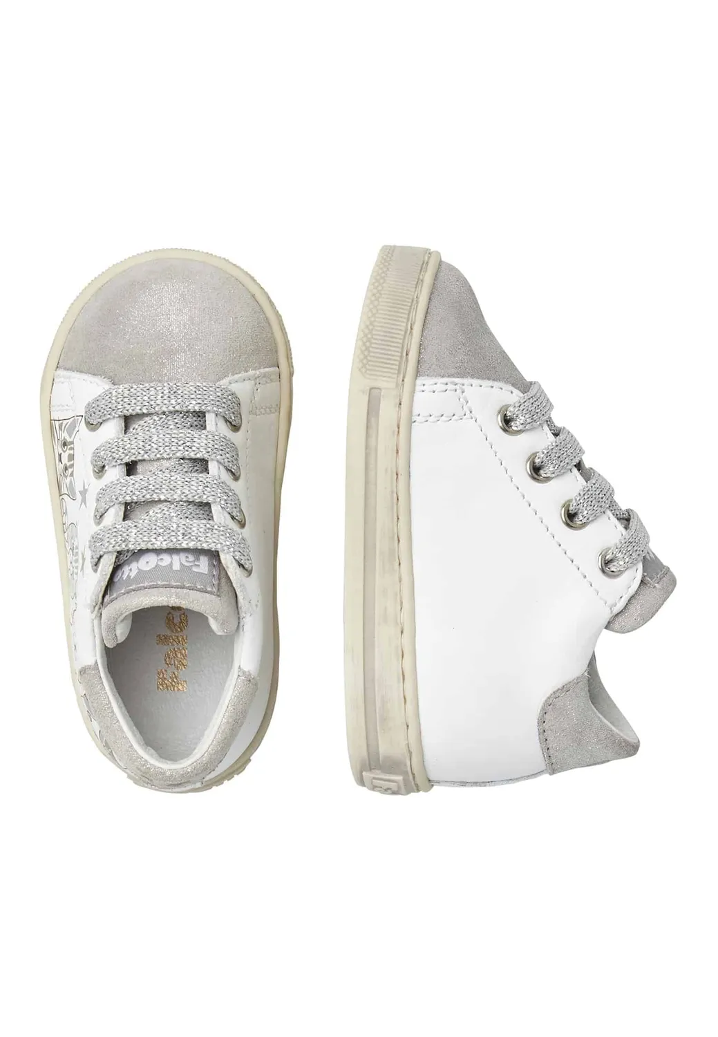 Falcotto Bound baskets cuir petits chats argent