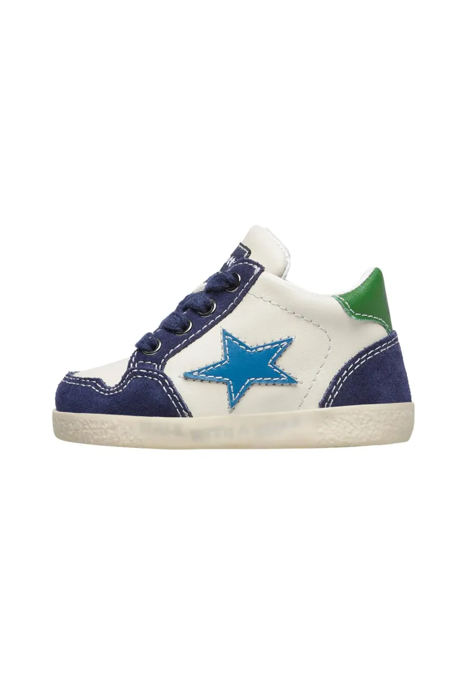 Falcotto baskets cuir daim étoile enfant lacets