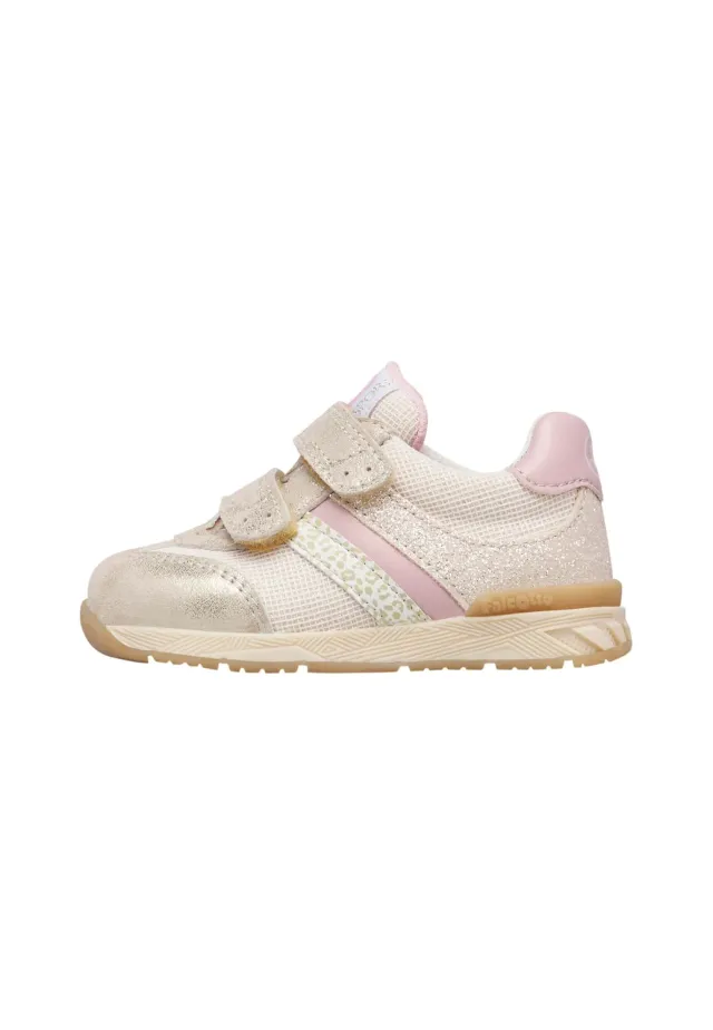 Falcotto baskets enfant cuir tissu paillettes scratch