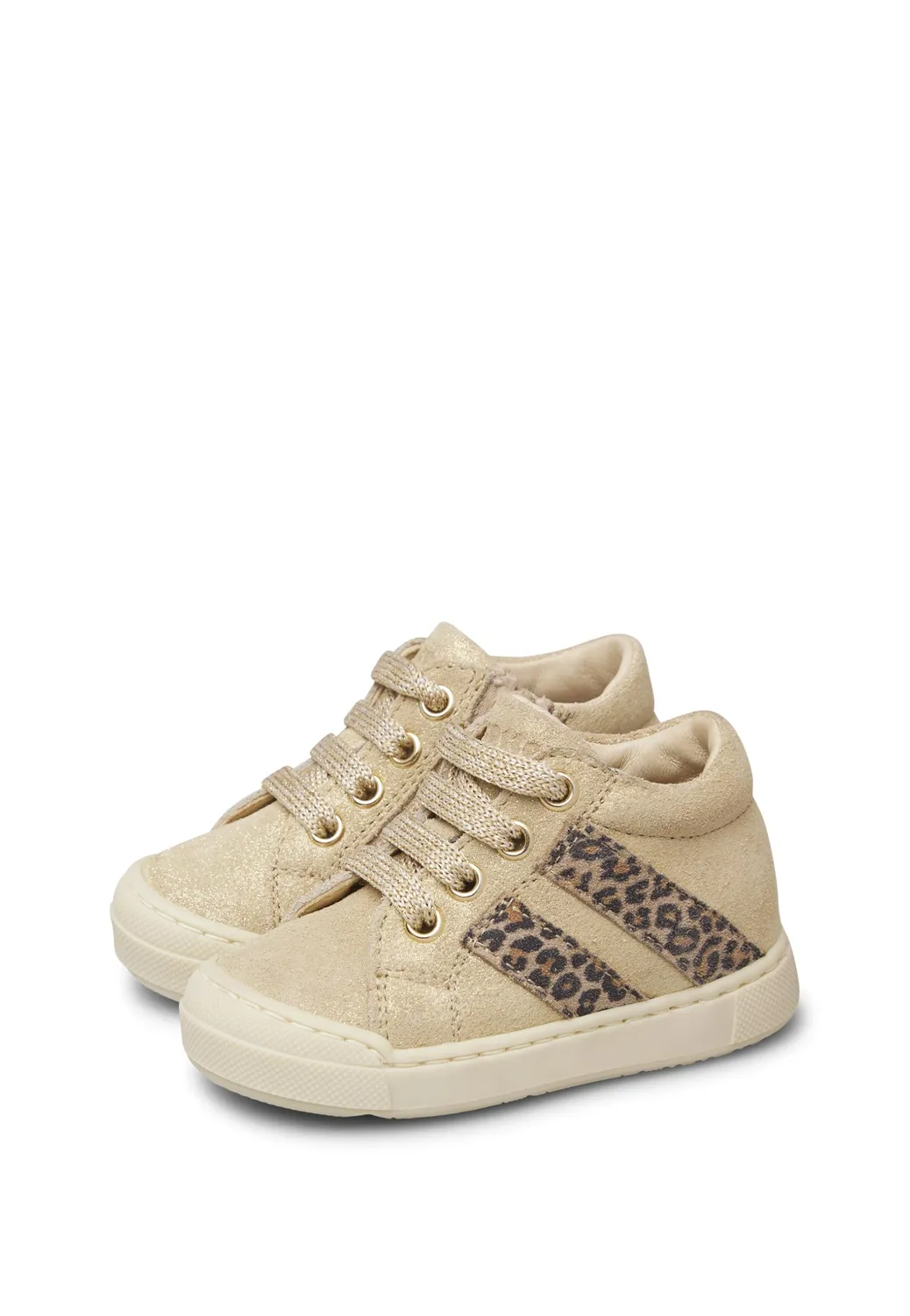 Falcotto baskets enfant suède paillettes zip lacets