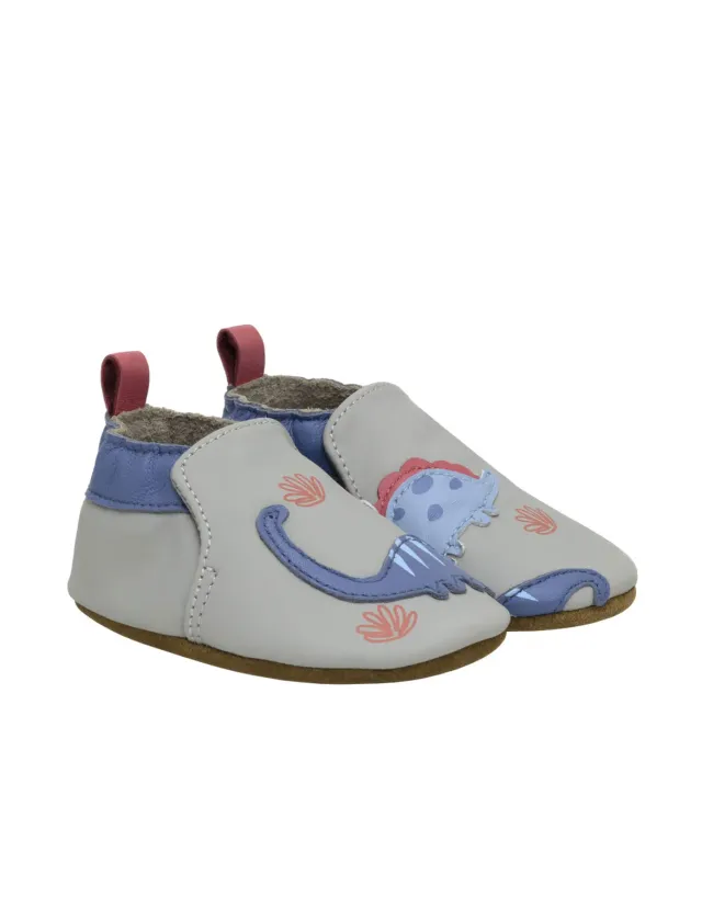 Robeez Soft Soles Dino Pals chaussons bébé gris dinosaure