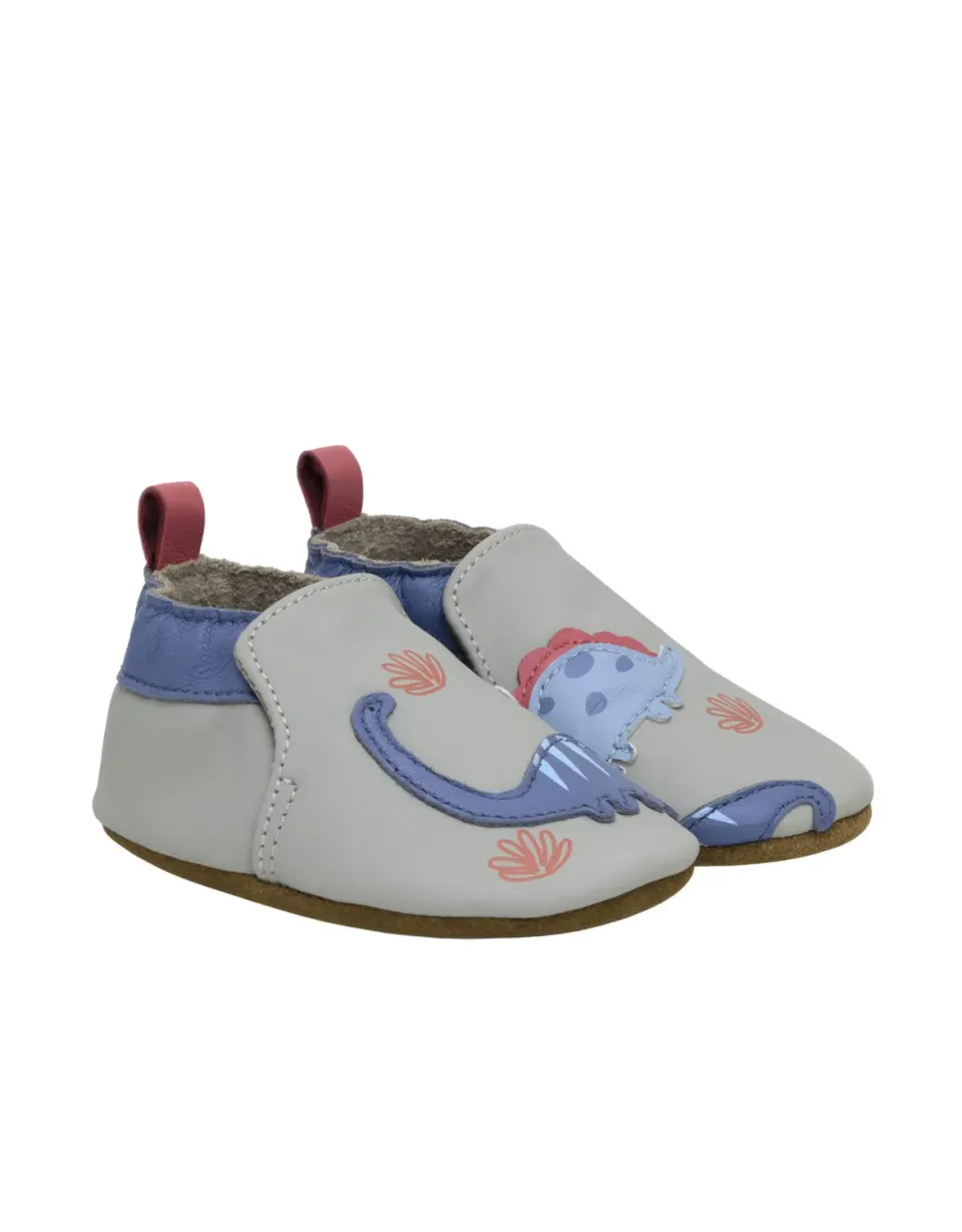 Robeez Soft Soles Dino Pals chaussons bébé gris dinosaure