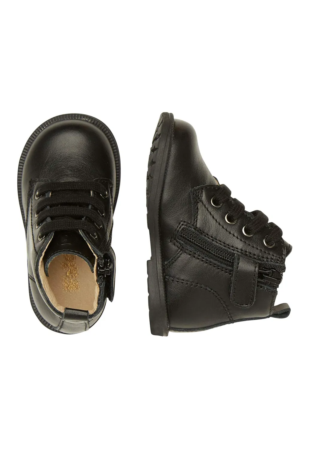 Falcotto bottines cuir zip lacets noir 26