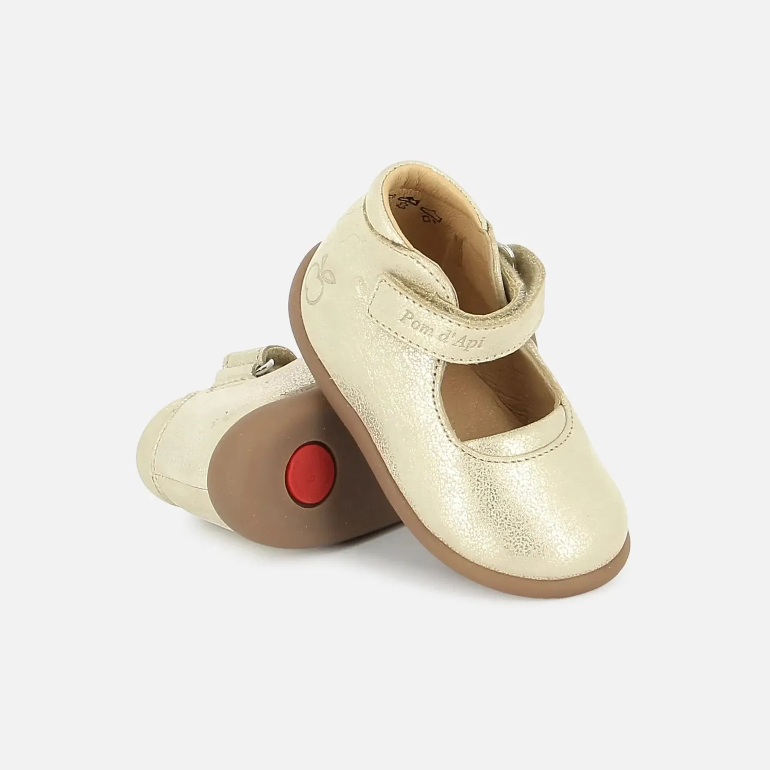 10is STAND-UP MARY chaussures premiers pas doré cuir métallisé