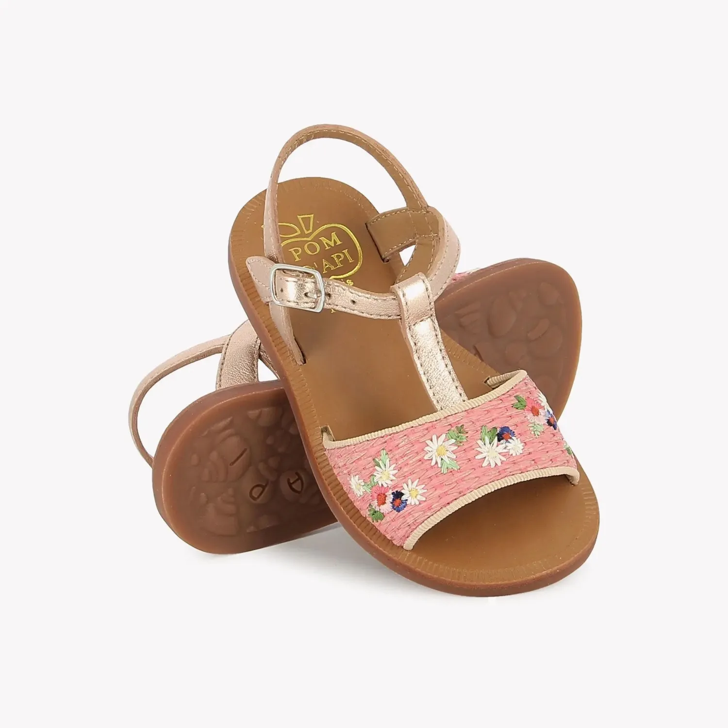 10is Plagette Raphia Brod sandales cuir fille