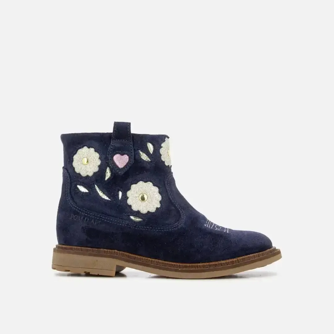 Pom d'Api Sister Boots Wendy bottine bleu cuir velours