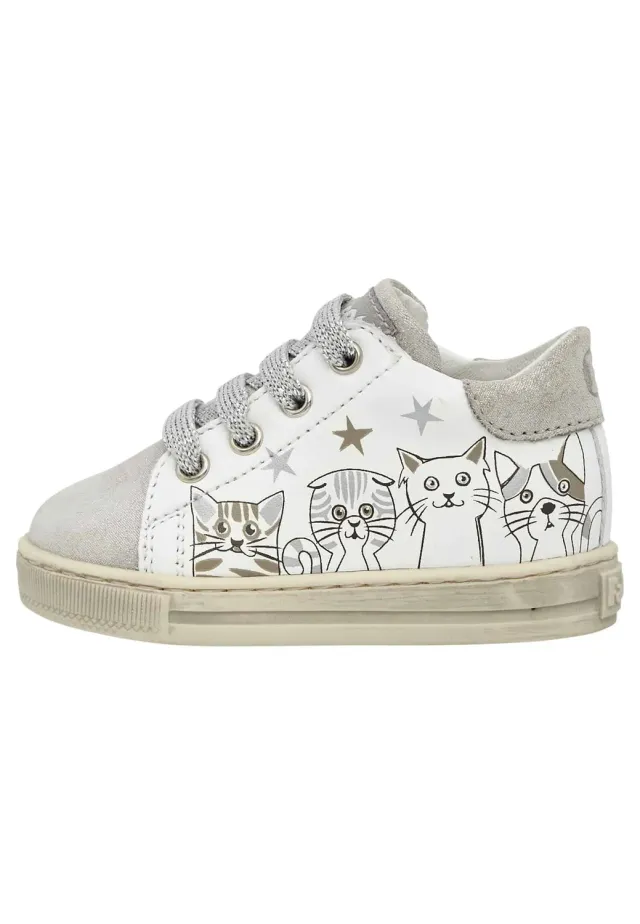 Falcotto Bound baskets cuir petits chats argent