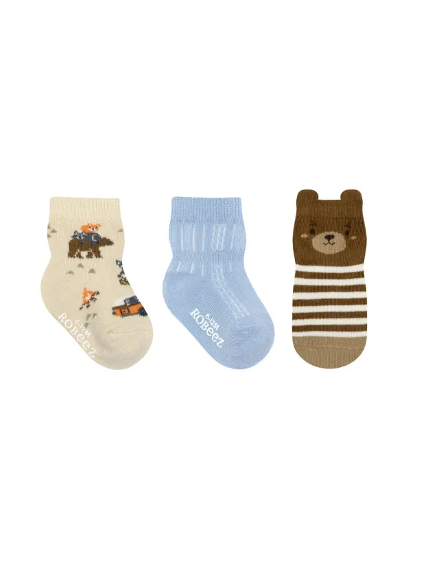 Robeez Let's Go Camping chaussettes bébé lot 3 ours