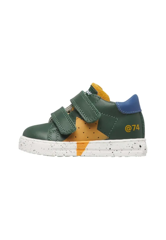 Falcotto baskets cuir et suède enfant étoile contrastée