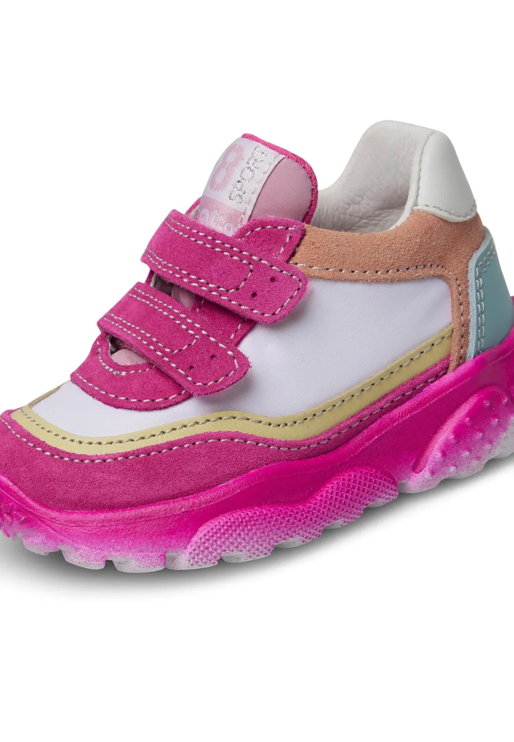 Falcotto baskets enfant cuir tissu double scratch