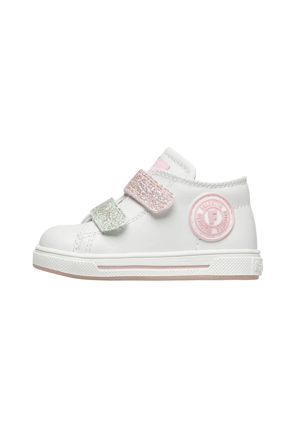 Falcotto baskets cuir tissu scratch logo visible