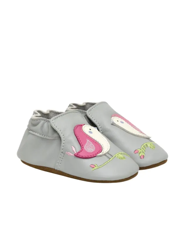 Robeez Soft Soles Bird Buddies chaussons bébé gris oiseaux