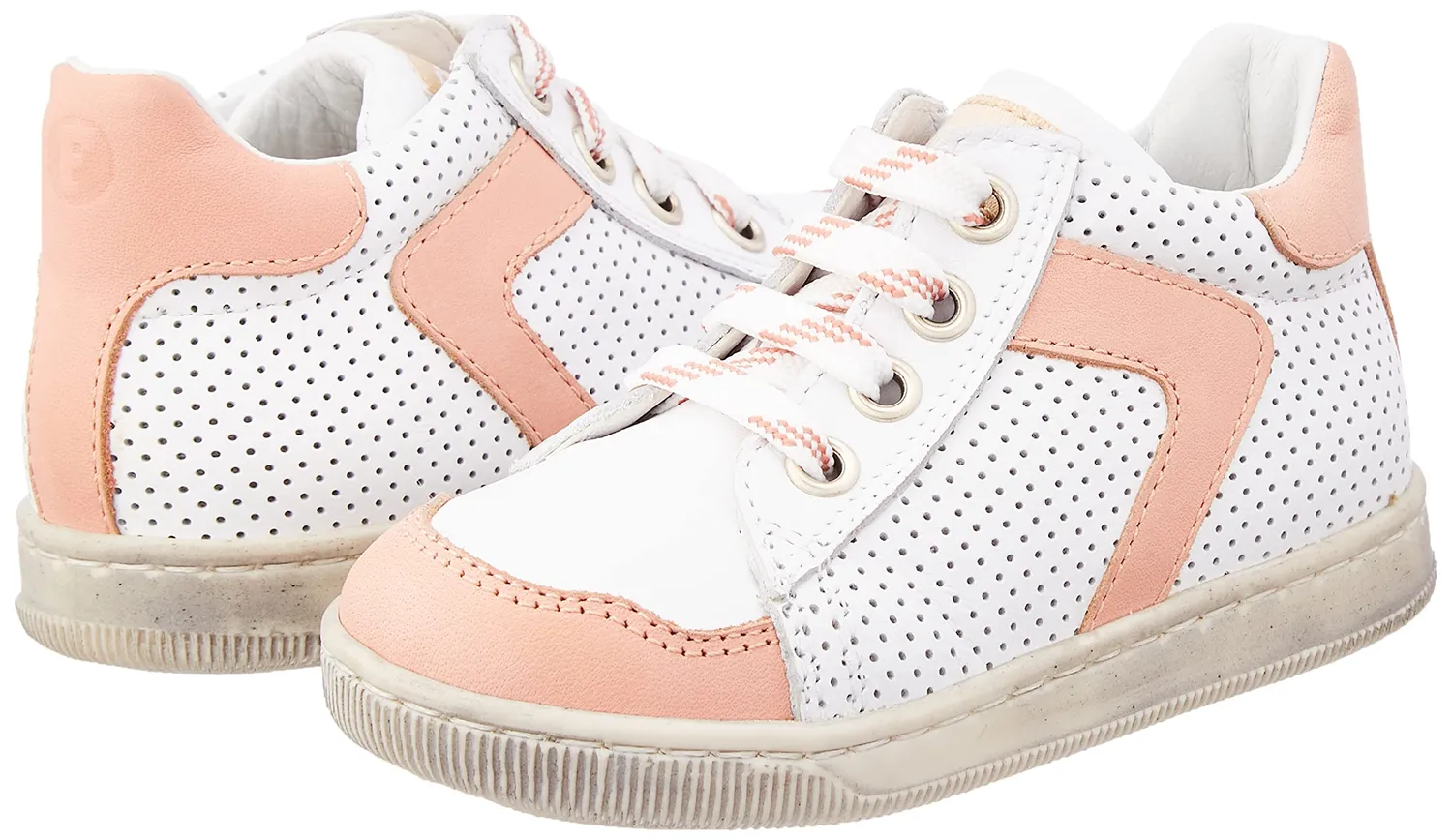 Falcotto Amornia baskets cuir blanc rose perforées