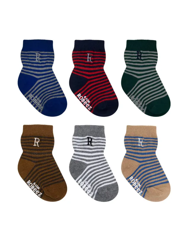 Robeez Regency Stripe chaussettes bébé 6 paires rayées antidérapantes
