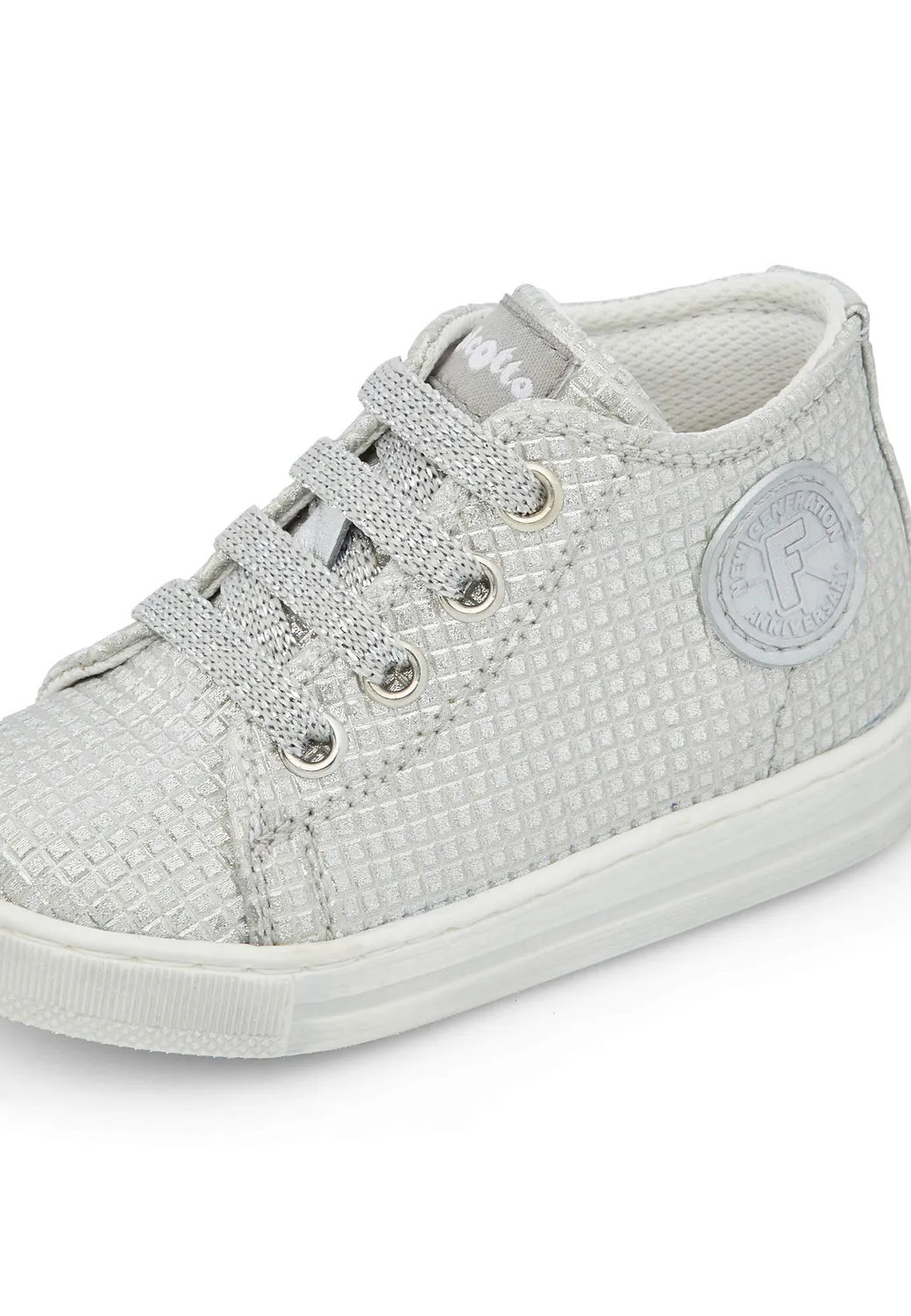 Falcotto Magic-Sneaker baskets en cuir lamé argent 23