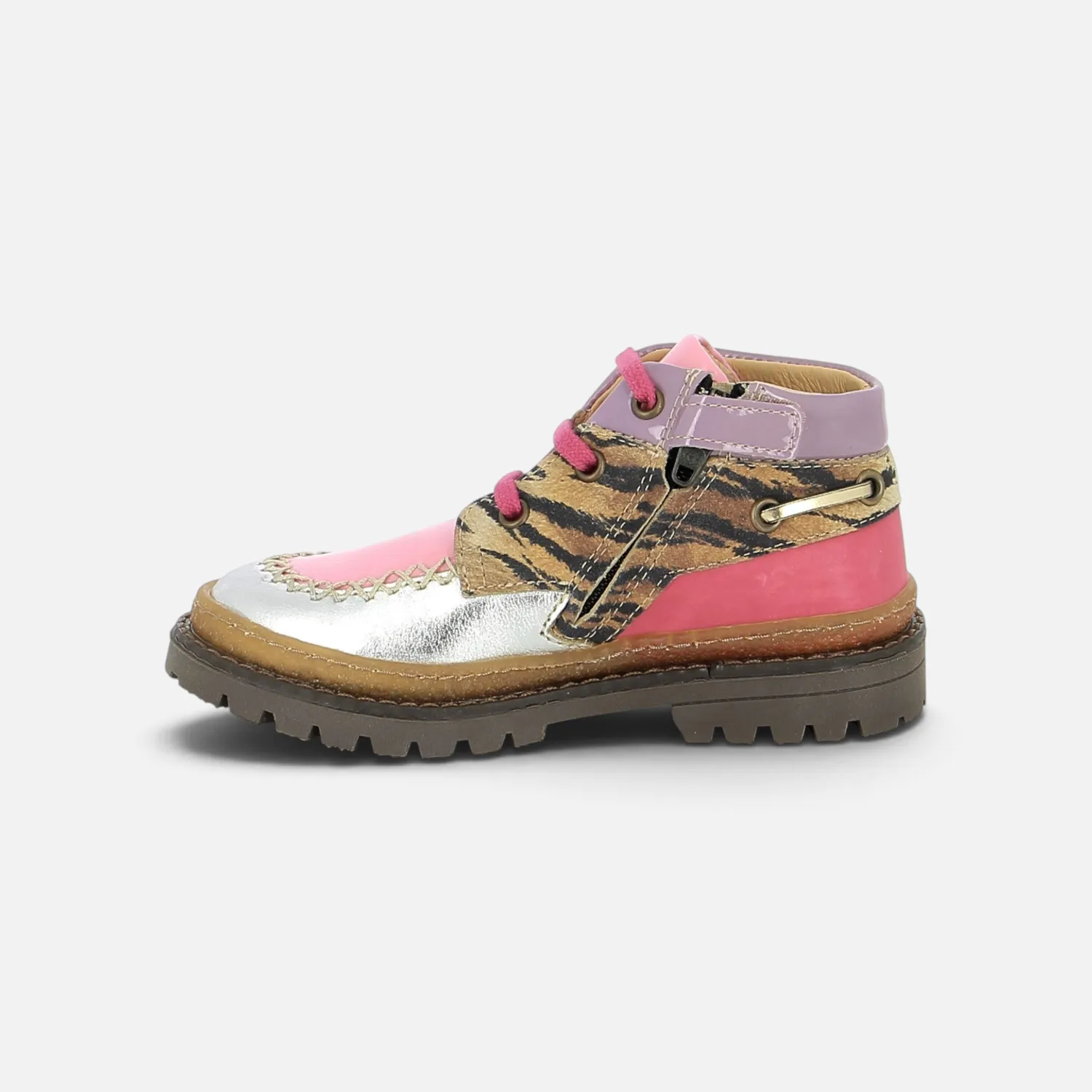 10is Wall Boat chaussure ville cuir Silver-Multi