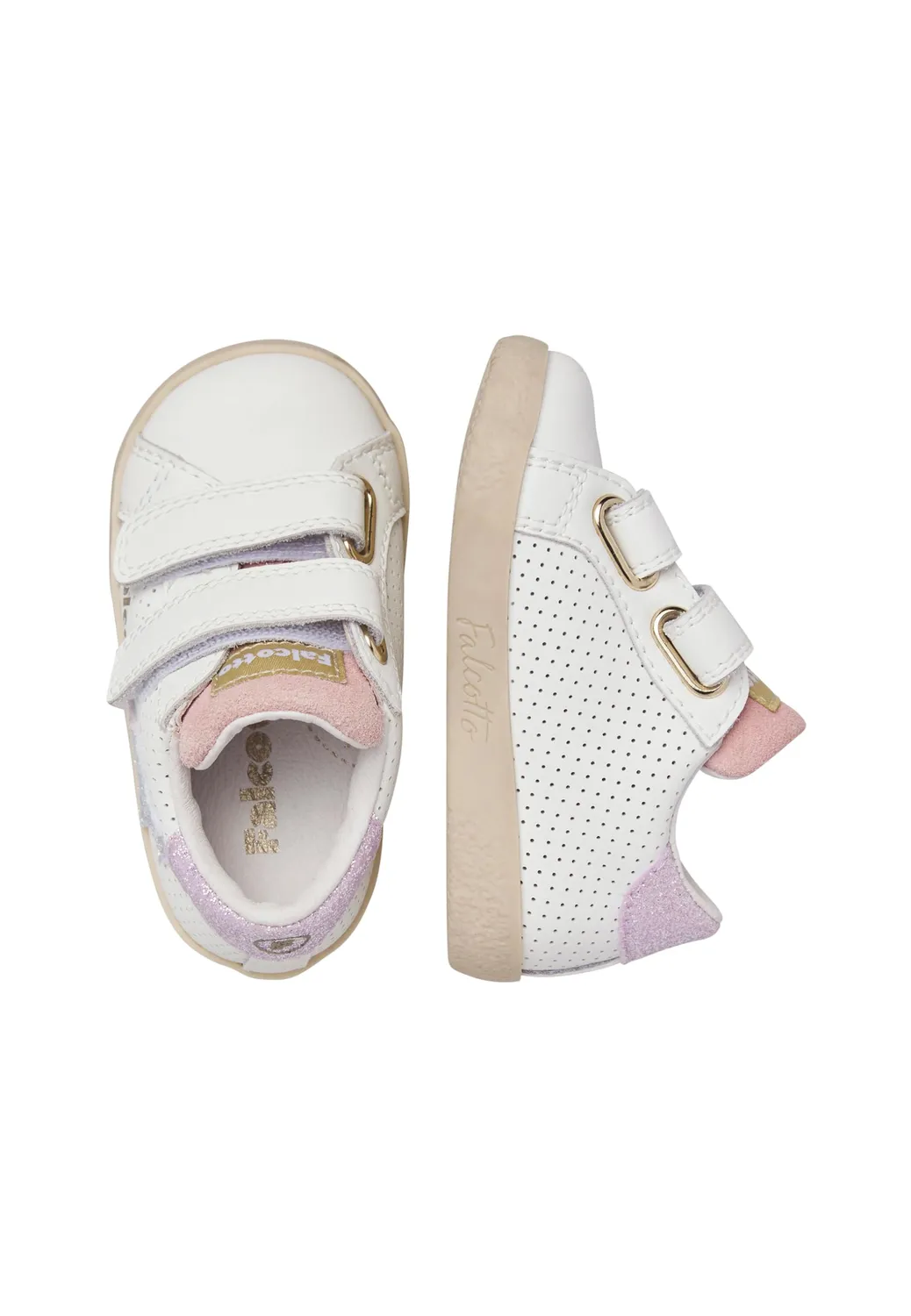 Falcotto Baskets Cuir Tissu Bébé Scratch