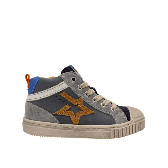 Babybotte Karlos chaussure lacets bleu cuir