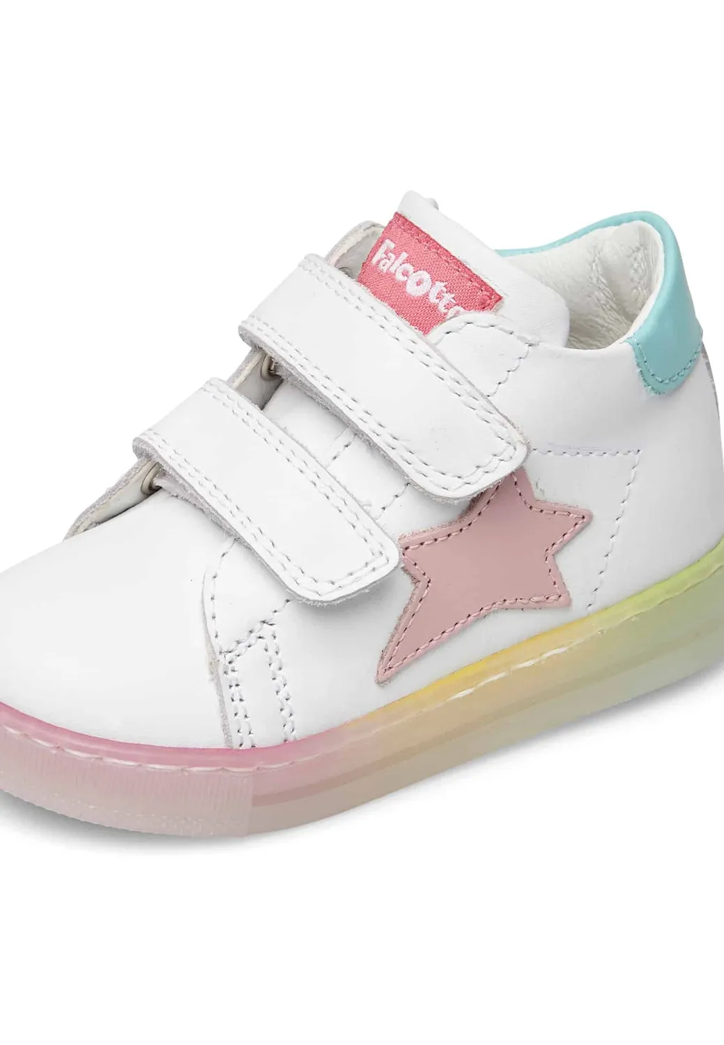 Falcotto baskets cuir nappa étoile double velcro