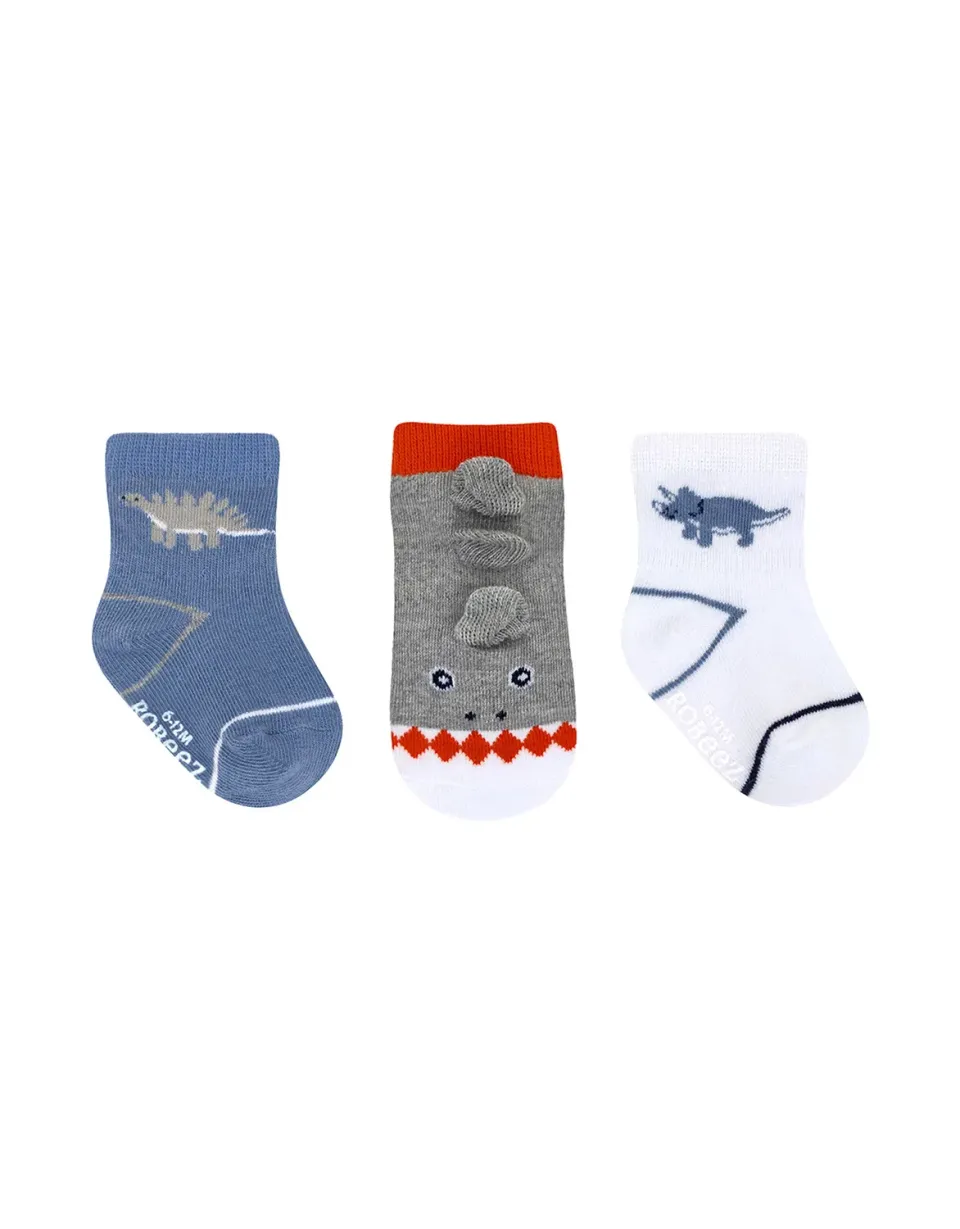 Robeez Ramsey & Dan chaussettes bébé lot 3 bleu dinosaure