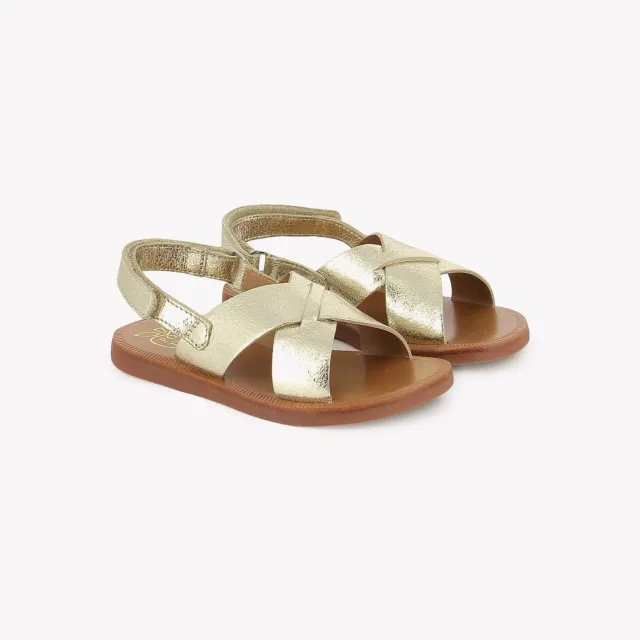 Pom d'Api Plagette Cross sandale cuir platine