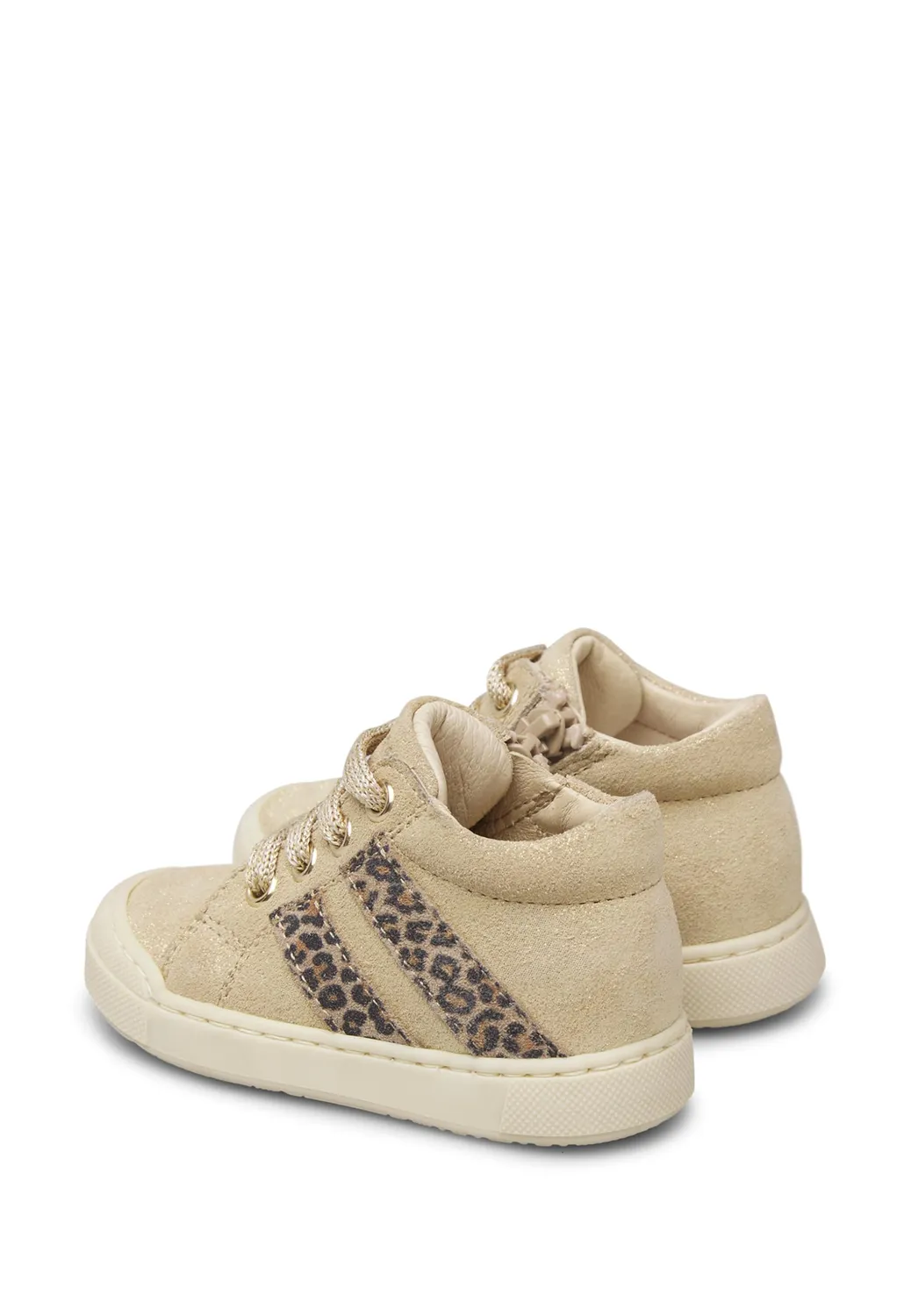 Falcotto baskets enfant suède paillettes zip lacets