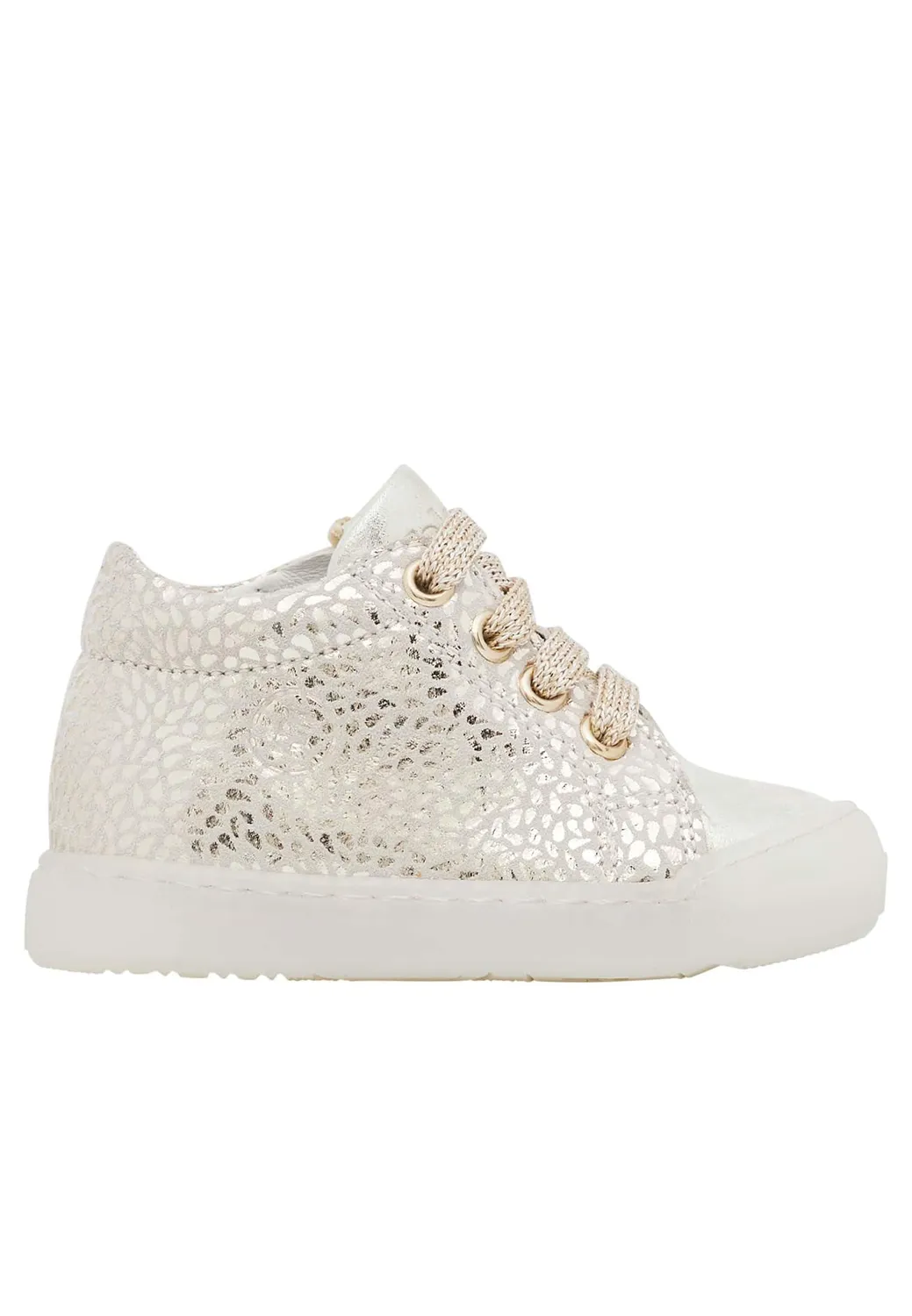 Falcotto baskets cuir lacets motif doré pailleté