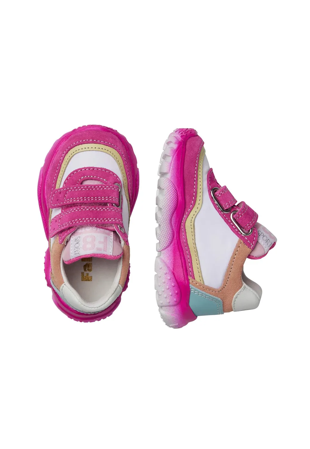 Falcotto baskets enfant cuir tissu double scratch