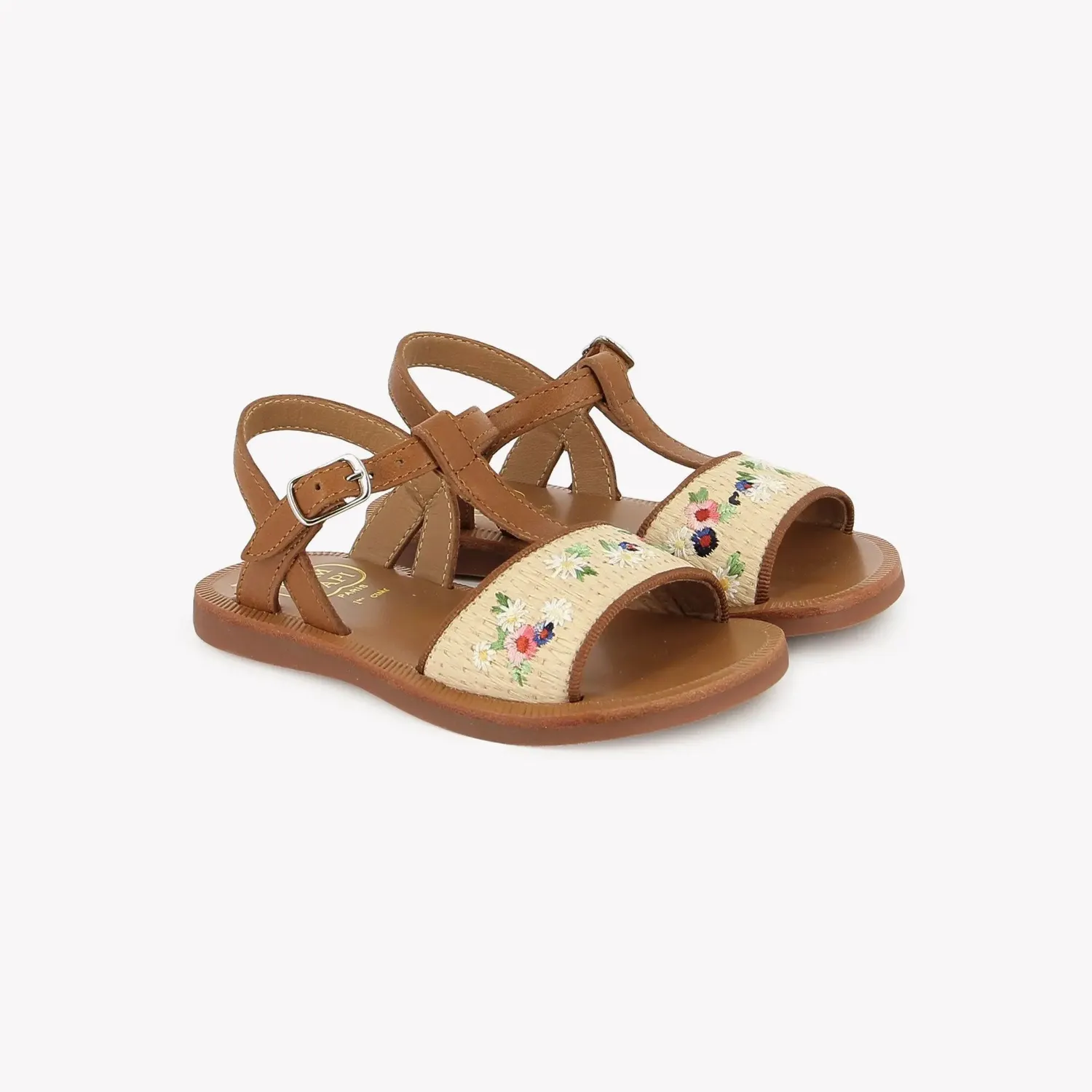 10is Plagette Raphia Brod sandales cuir fille