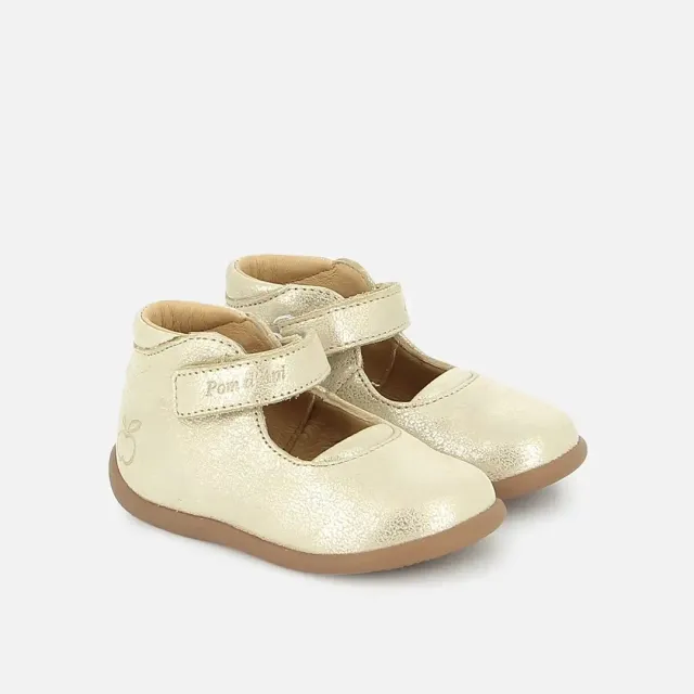 10is STAND-UP MARY chaussures premiers pas doré cuir métallisé
