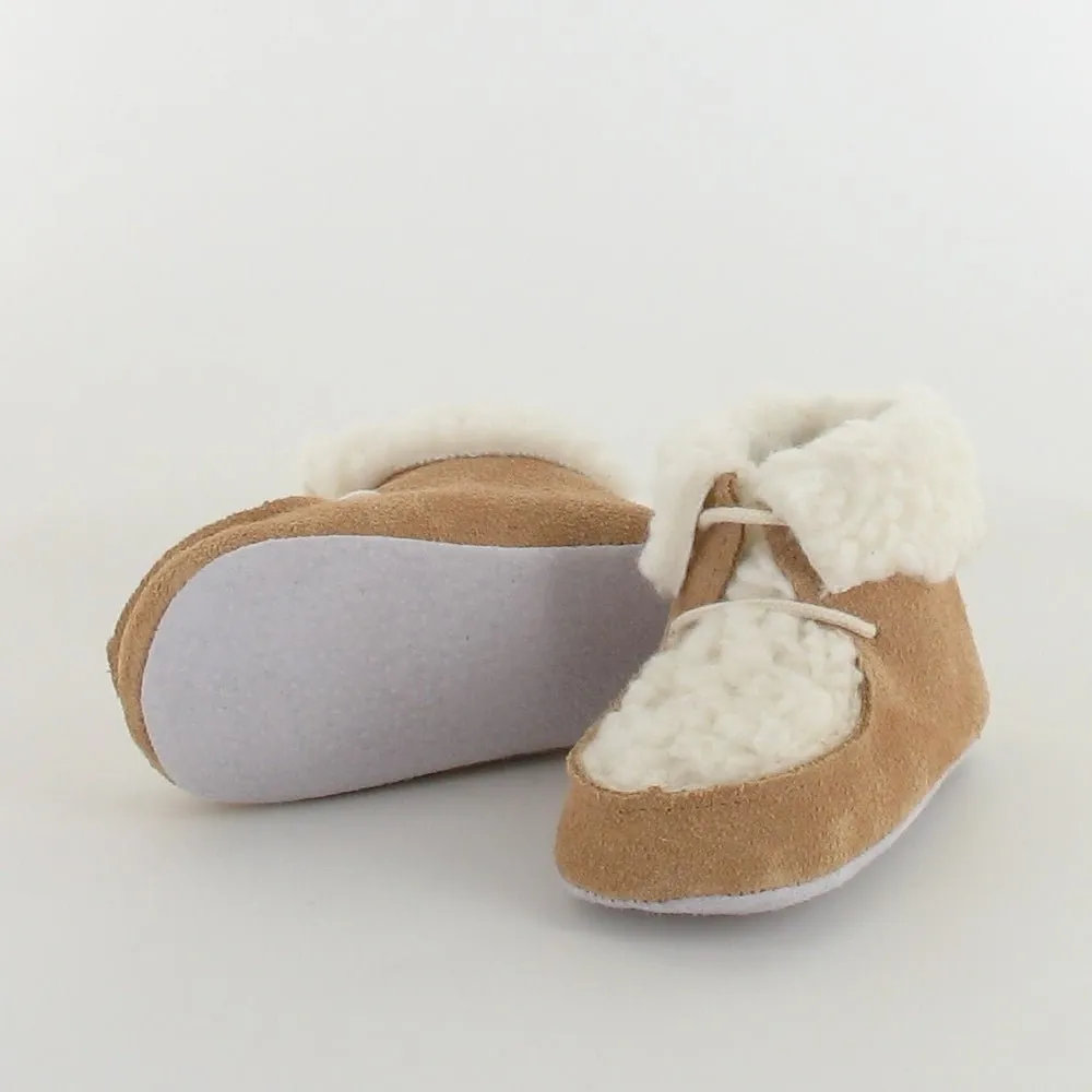 Le Petit Fils du Cordonnier Dolmen chausson bottine camel fourrure
