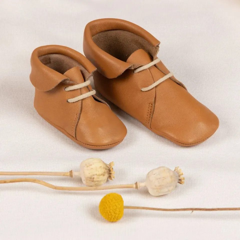 Le Petit Fils du Cordonnier Dandy chausson cuir bio camel souple