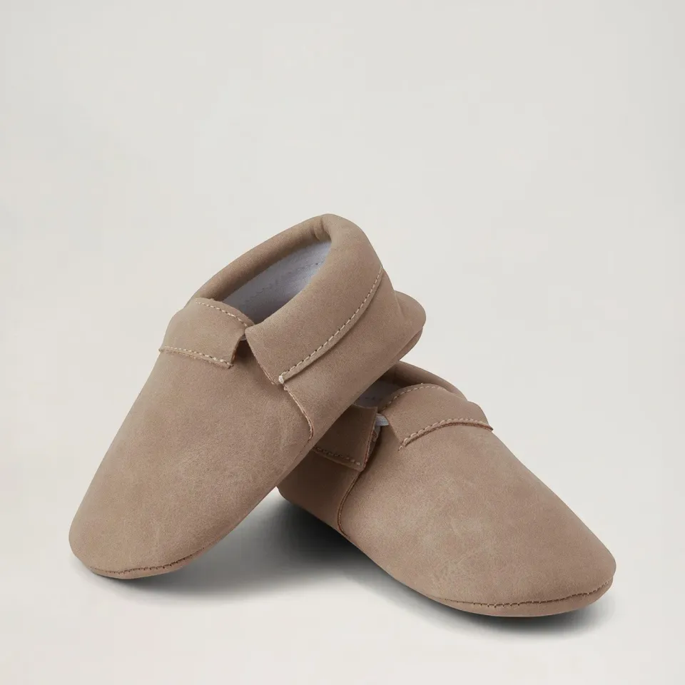 BabyMocs Casual Mocs chaussons bébé greige souples