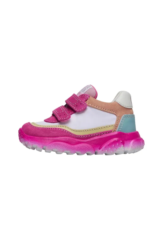 Falcotto baskets enfant cuir tissu double scratch