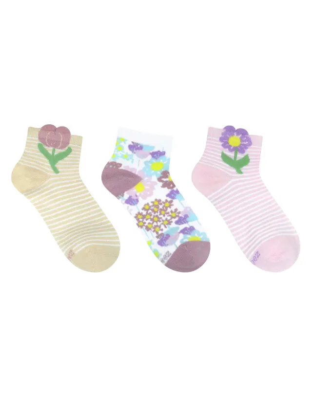 Robeez My Little Garden socquettes enfant lot de 3 taupe fille