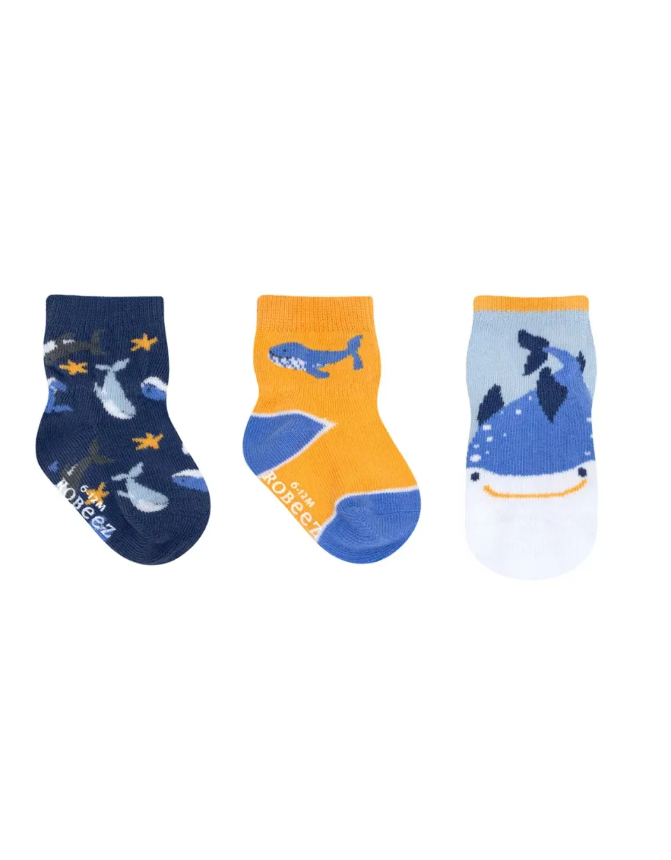 Robeez Humpback chaussettes bébé lot 3 bleu baleine