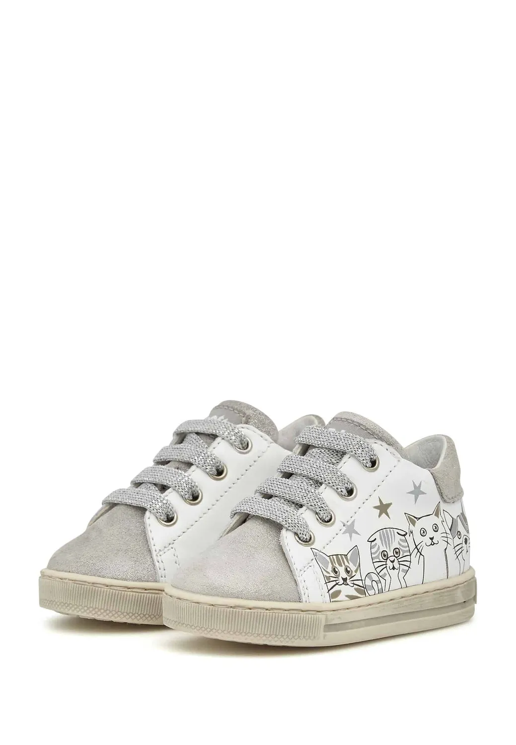 Falcotto Bound baskets cuir petits chats argent