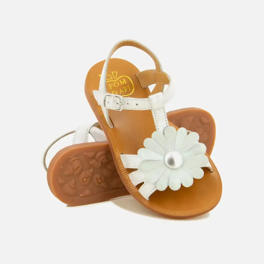10is Plagette Big Flo Sandale fleur argentée