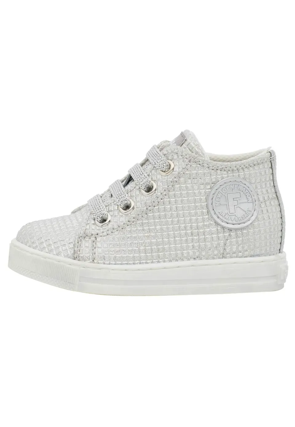 Falcotto Magic-Sneaker baskets en cuir lamé argent 23