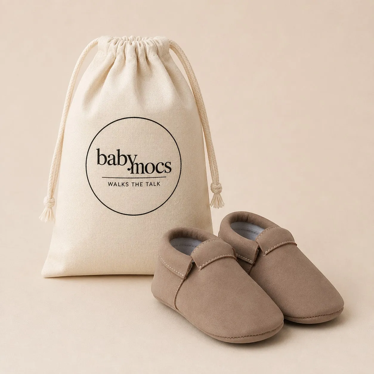 BabyMocs Casual Mocs chaussons bébé greige souples