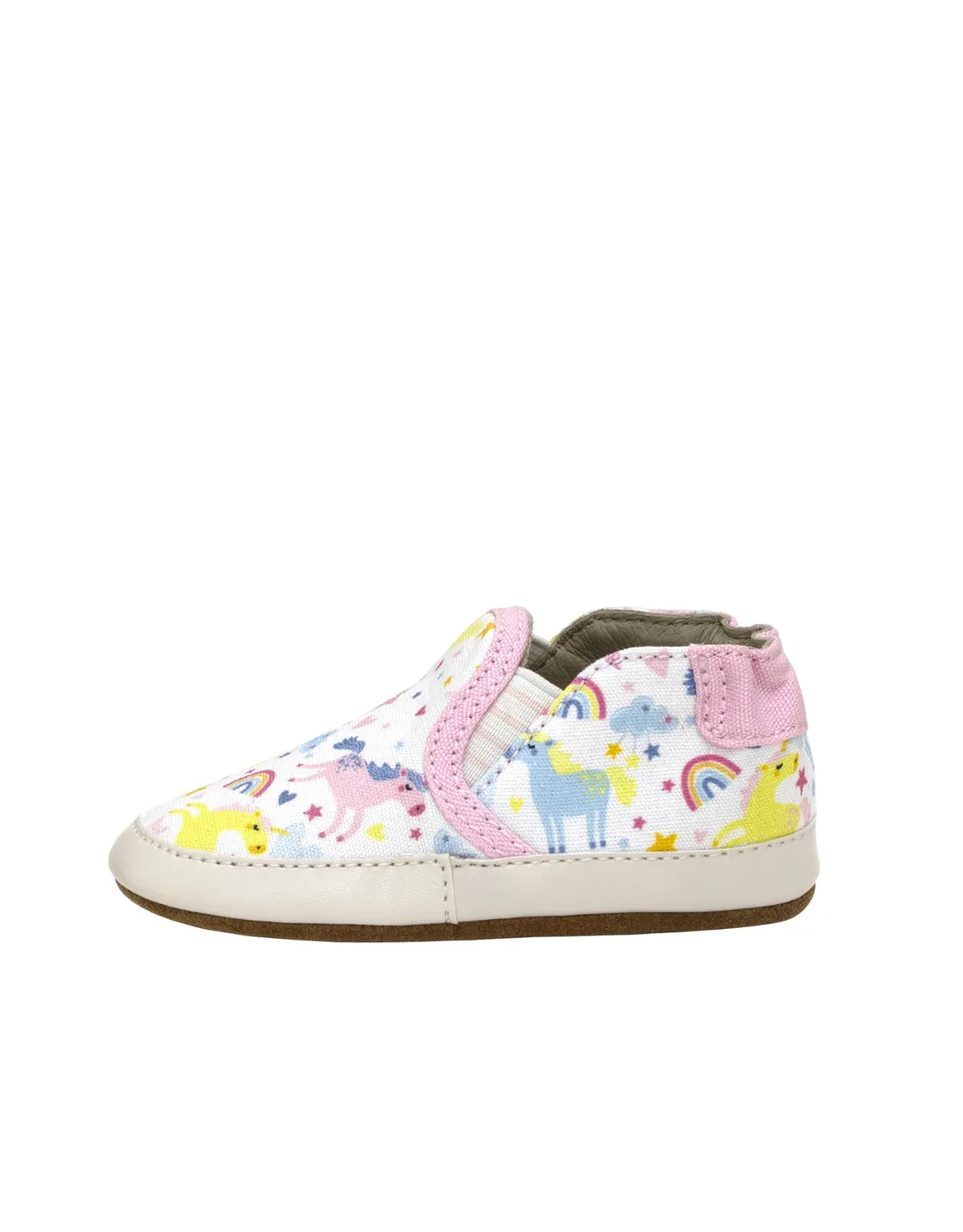 Robeez Soft Soles Mini Unicorn chaussons bébé blanc toile