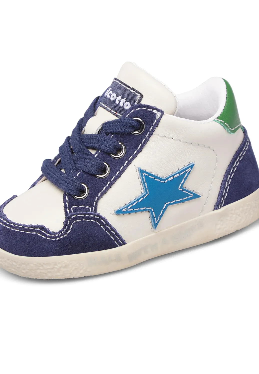 Falcotto baskets cuir daim étoile enfant lacets