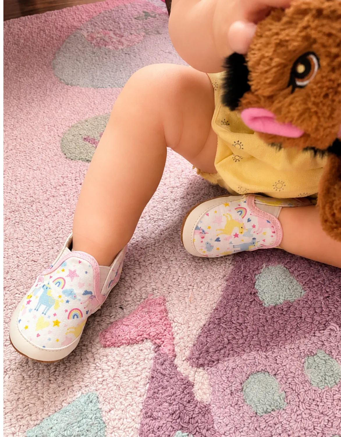 Robeez Soft Soles Mini Unicorn chaussons bébé blanc toile