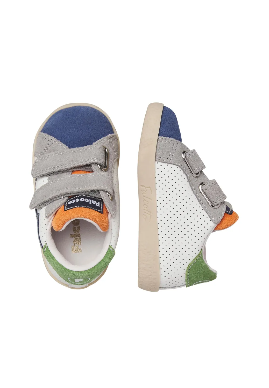 Falcotto baskets enfant cuir daim logo scratch