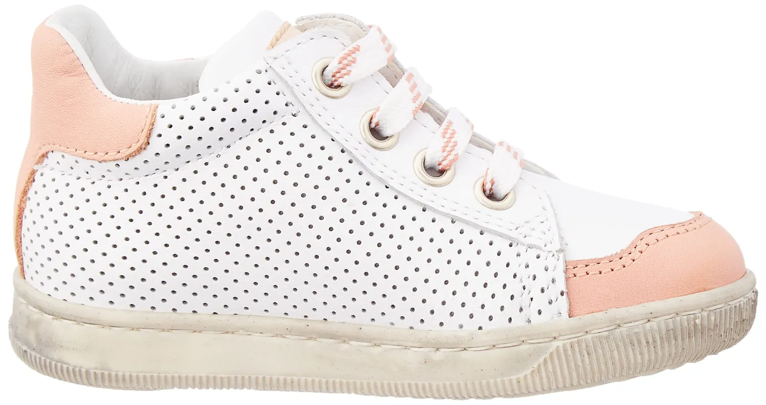 Falcotto Amornia baskets cuir blanc rose perforées