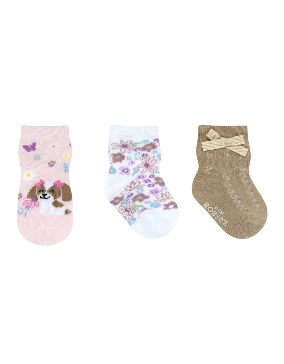 Robeez Bailey The Beagle chaussettes bébé 3 paires chien fleurs