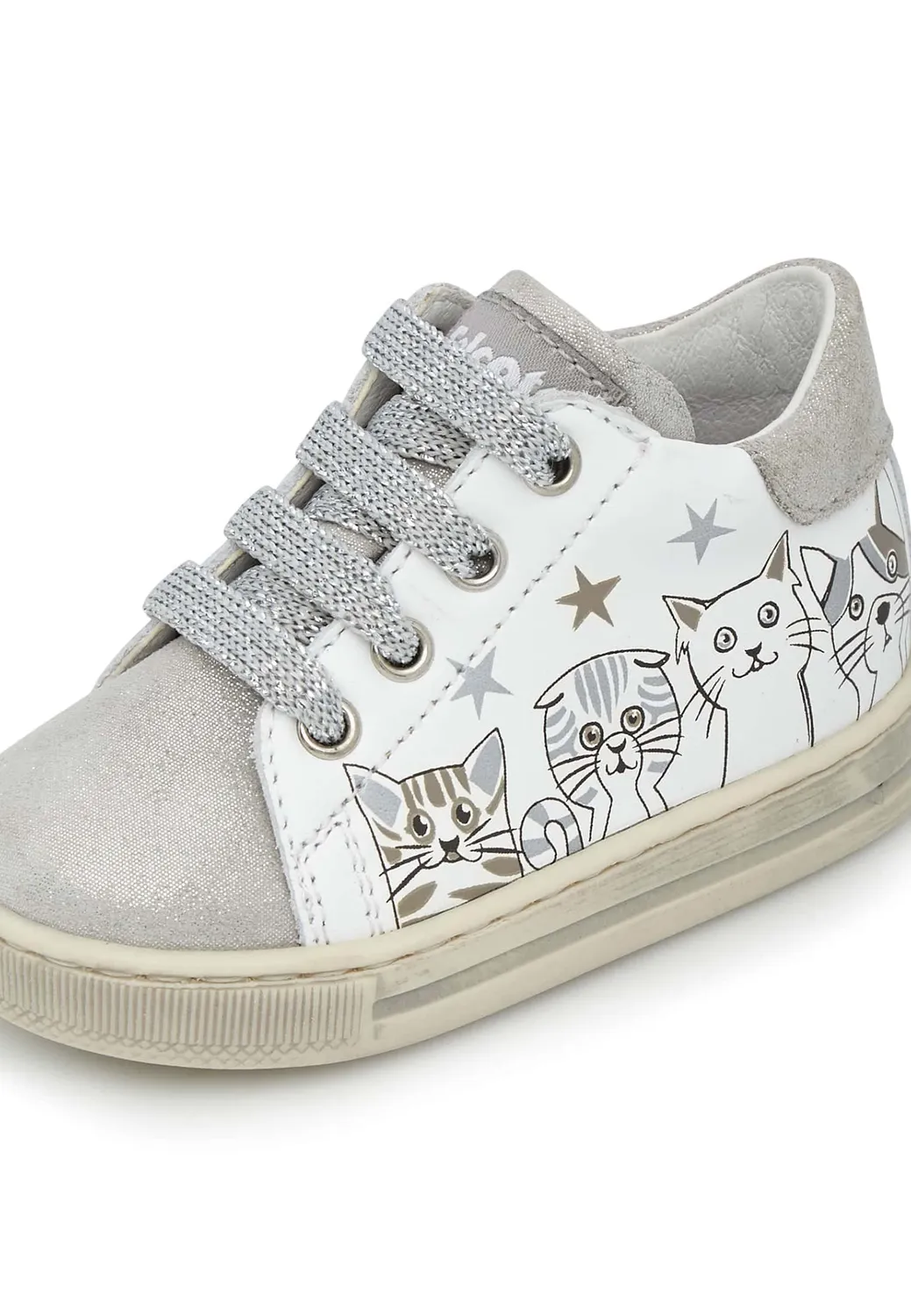 Falcotto Bound baskets cuir petits chats argent