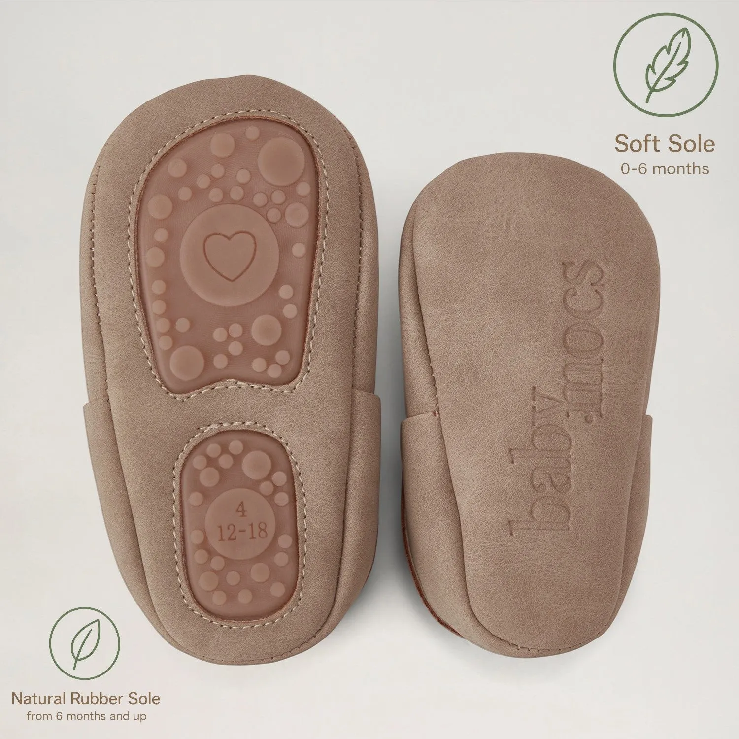 BabyMocs Casual Mocs chaussons bébé greige souples